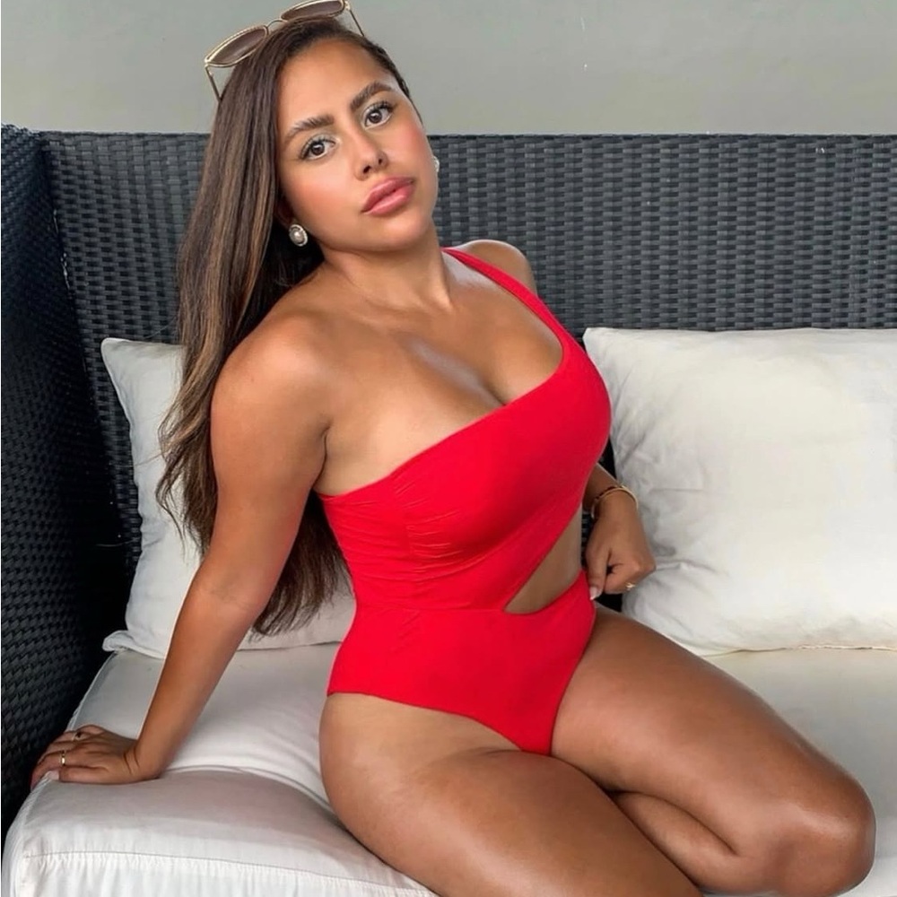 Elegant salmon color One-Piece Swimsuit